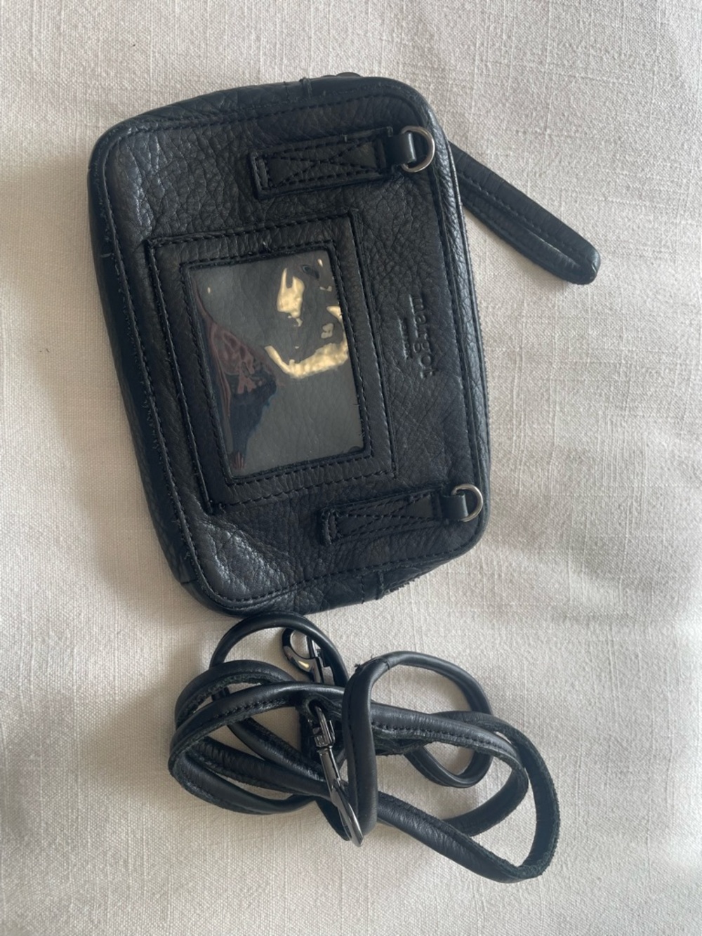 margot Black Leather Zip Pouch